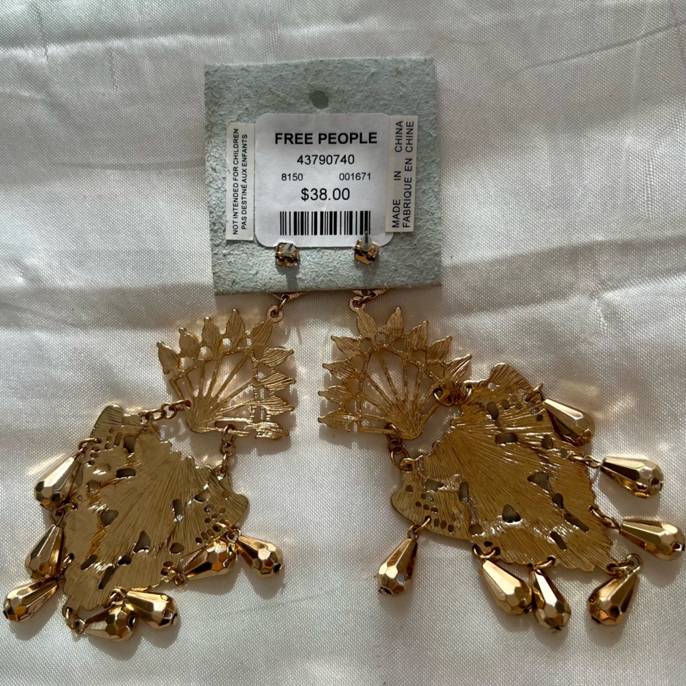 Free People Gold and Green Chandelier Earrings - Picture 6 of 16